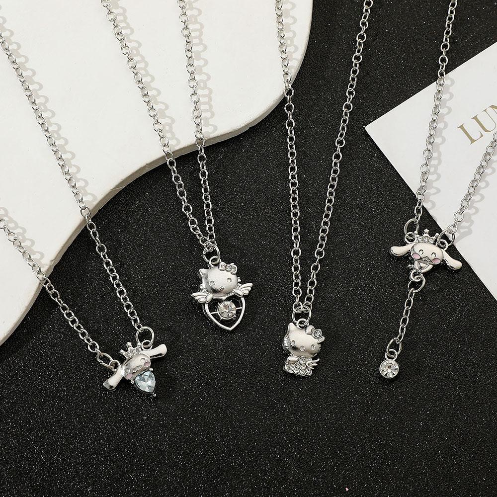 Kawaii Sanrio Series Necklace Cute Cartoon Cinnamoroll Hello Kitty Necklace for Girls Birthday Party Jewelry Accessories Gifts