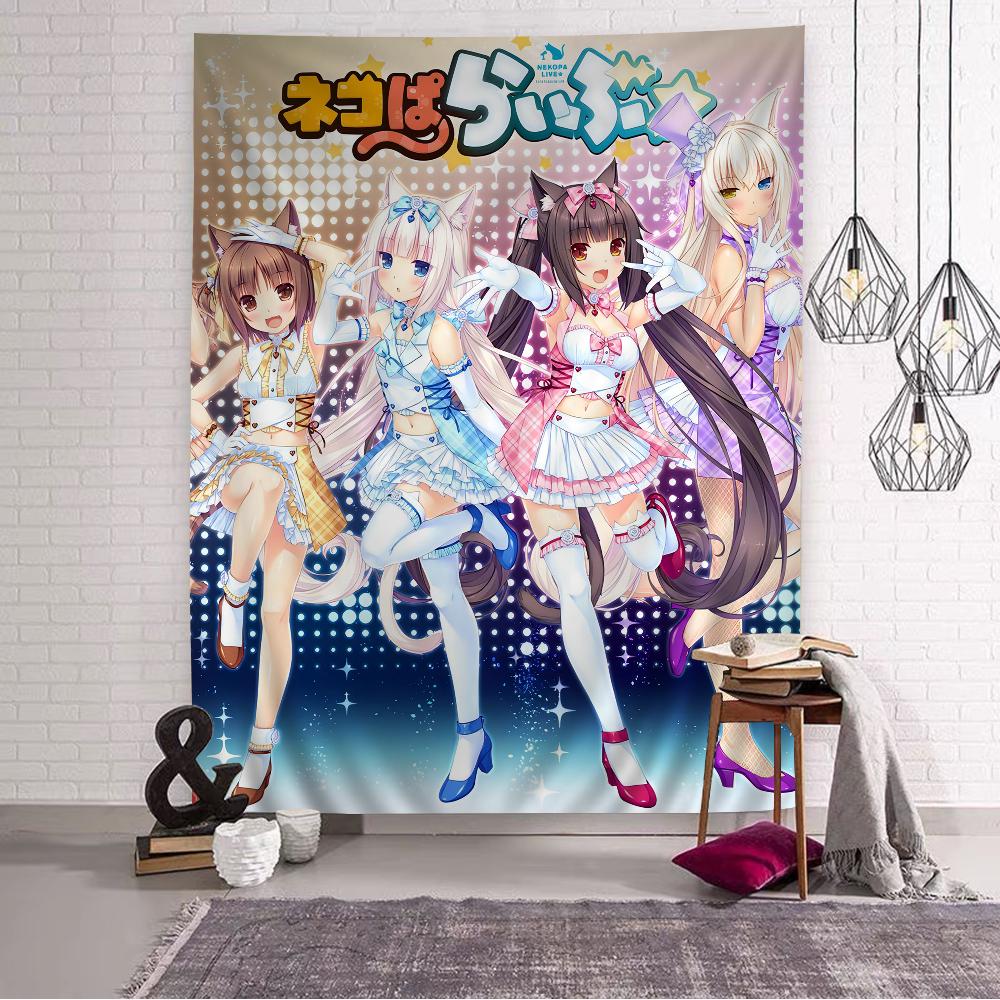 

Аниме Nekopara Мультяшный Гобелен Настенное Украшение Домашний Декор 74x94cm(29x37in)