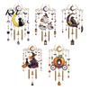 Easy Installation Metal Chain Ornaments Halloween Stained Glass Style Wind Chime, Acrylic Suncatcher Hanging Ornament with Ghost Black Cat Chimes
