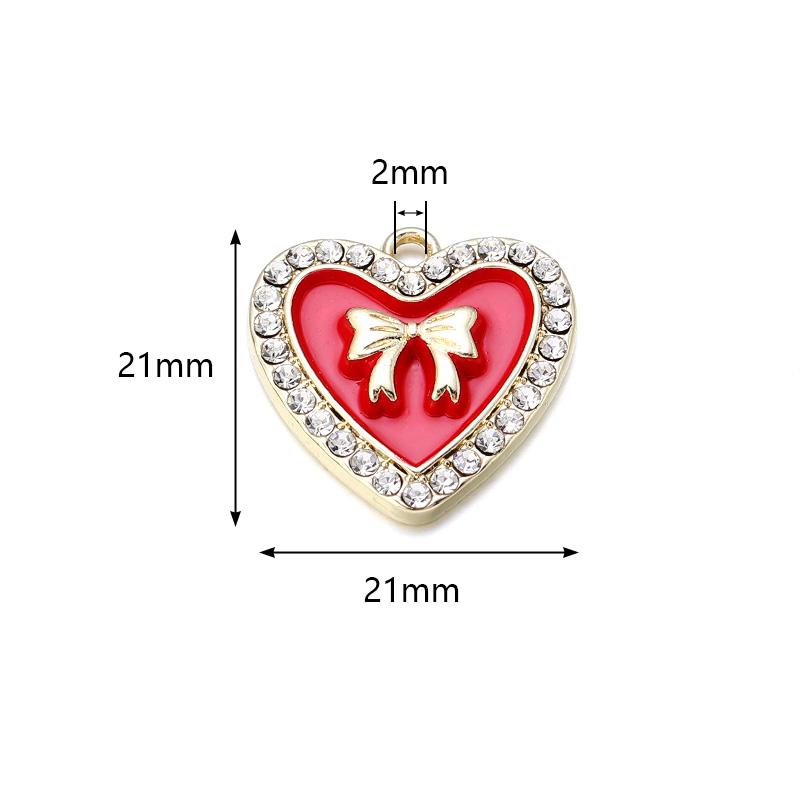 5pcs 21mm Alloy Heart Charms Cute Bow Dripping Oil Enamel Pendants For Jewelry Making DIY Necklace Bracelet Earrings Accessories