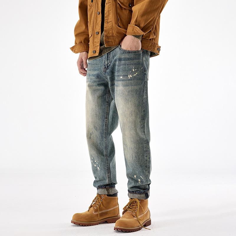 American Retro Jeans Men's Trendy Brand Loose Straight Large Size Casual Trousers Non-elastic Daniel Daddy Denim Pants
