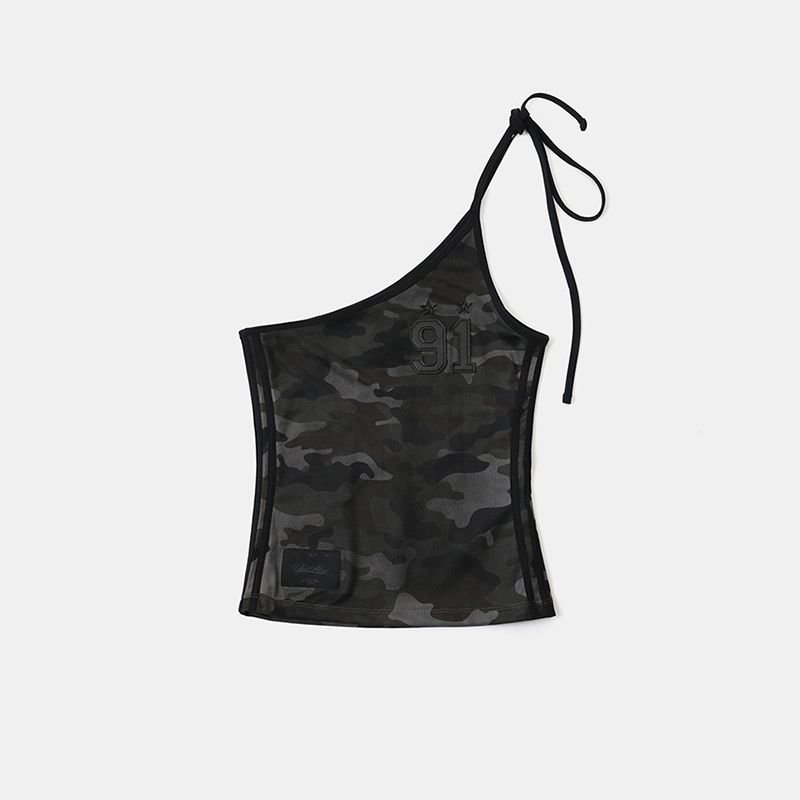 South korea Badblood American vintage Gyaru Plaid Sling Women Casual Street Sexy Pure Desire Camouflage Vest Tide