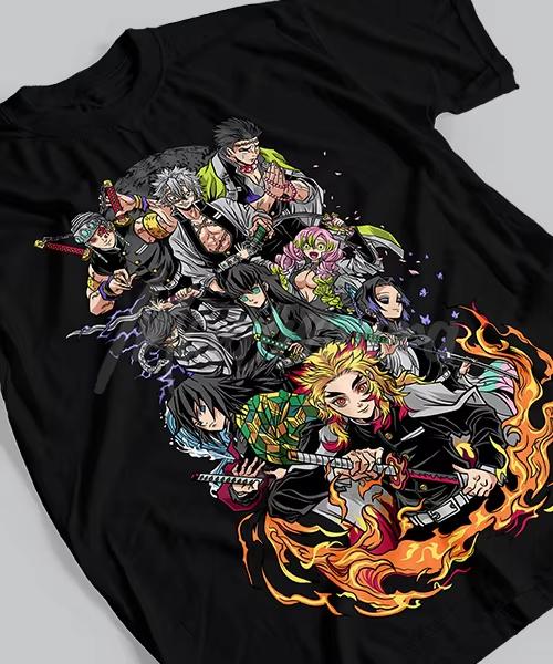 Fighting Pillar and Front Pillar Anime Demon Killer Men's T-Shirt Summer New Men's and Women's Streetwear