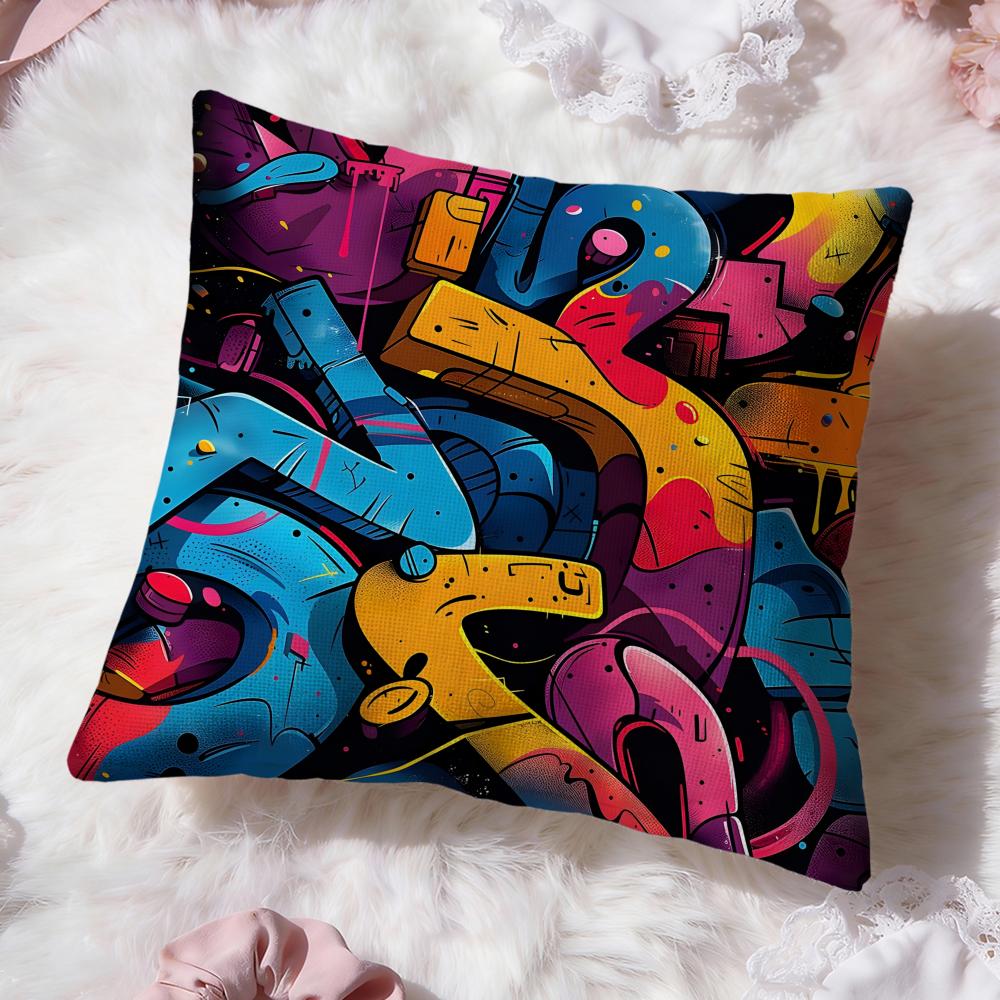 Street Graffiti Texture Cushion Cover Premium Comfort Reversible Pillow Cove Two In One Design for Any Room  Car Interior