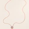Double Layer Round Halo Prong Set Pendant Women Rose Tone Cable Link Clavicle Necklace