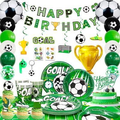 Fußballparty-Dekorationen, Fußball-Mottoparty-Dekorationen, Fußball-Geburtstagsbanner und Fußballpokale usw., Fußball-Geburtstagsparty-Zubehör für Kinder