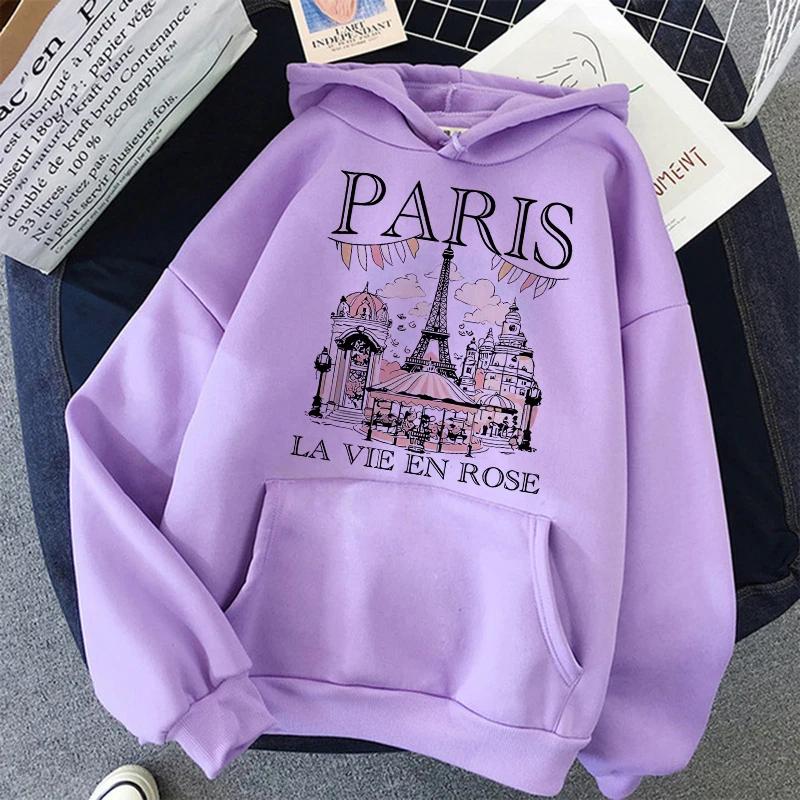 Módní mikiny s potiskem textu Bonjour Paris 2025 Ležérní vintage Y2k mikiny Oblečení Dámské Pánské Grafické Gotické Pulovry s kapucí
