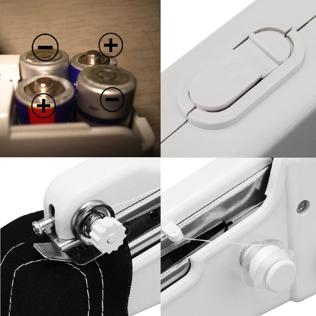 Mini Portable Household Hand Sewing Machine 10 Line Coils Quick Stitch Sew Needlework Cordless Clothes Electronic Sewing Machine DC 6V