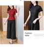 Elegant Xiangyun Silk Summer Suit: Age-Defying Mother’s Top and Wide-Leg Pants in New Chinese Style