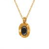 Elegant Black Zircon Oval Pendant Necklace - Gold-Plated Versatile Clavicle Chain for Women