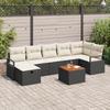 8-piece Garden Sofa Set with Black Poly Rattan Cushions, 2-seater Garden Sofa with Storage and Cushions 3360876