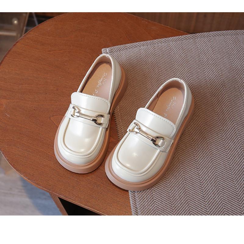 3-18 Years Old Children's Leather Shoes Beige Waterproof Non-slip Boys Girls Single Shoes Black Hundred Non-slip Kids Loafers