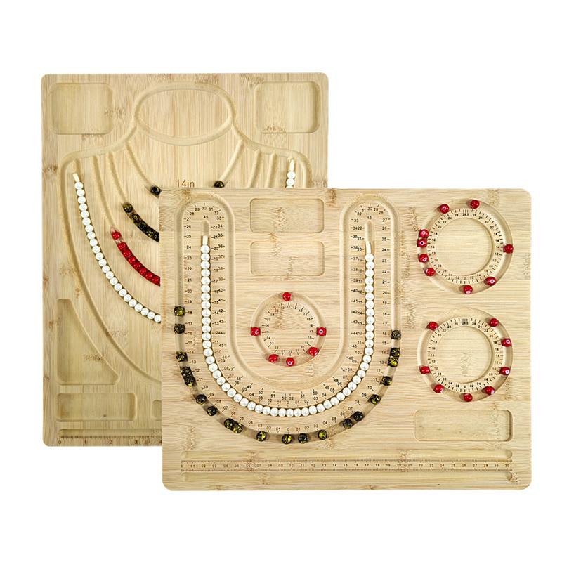 Solid Wood Beaded Tray Jewelry Display Tray Necklace Tool Bracelet Tray Jewelry Storage Tray Woven DIY Beaded Play Display Tray
