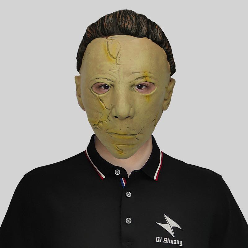 Страшная окровавленная латексная маска Майкла Майерса для Хэллоуин-вечеринок со светящимися элементами Yellow Jason