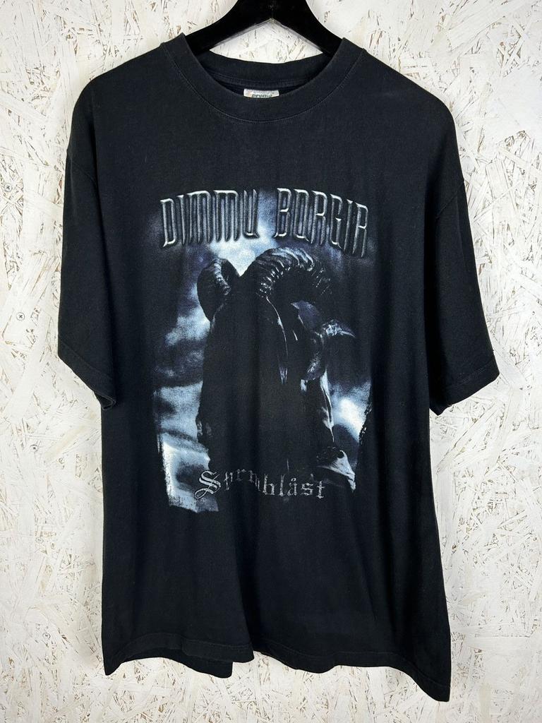 00er Dimmu Borgir Stormblast Black Metal Band T-Shirt Schwarz Größe XL Unisex T-Shirt