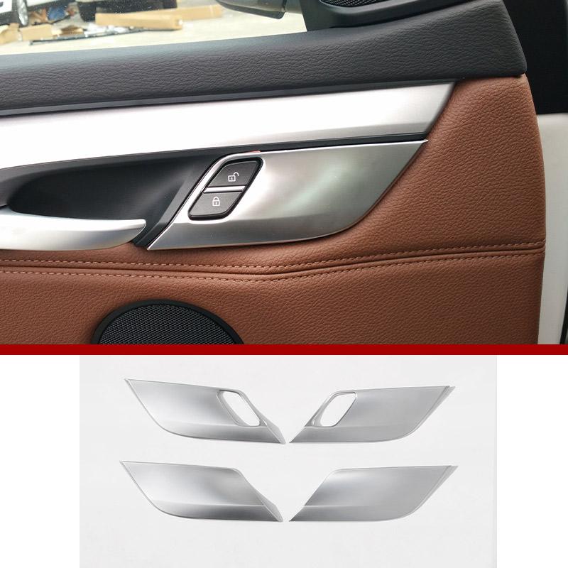 

4pcs/set ABS Chrome/Carbon fiber Car Interior Door Handle Bowl Trim For BMW X5 X6 F15 F16 2014-2018 Car Accessories Silver-B