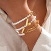 18k Real Gold Electroplated Imitation Pearl Chain OT Chain Bracelet Elegant Temperament Jewelry
