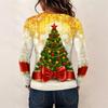 Women's Christmas Print Long Sleeve Neck Pullover Top