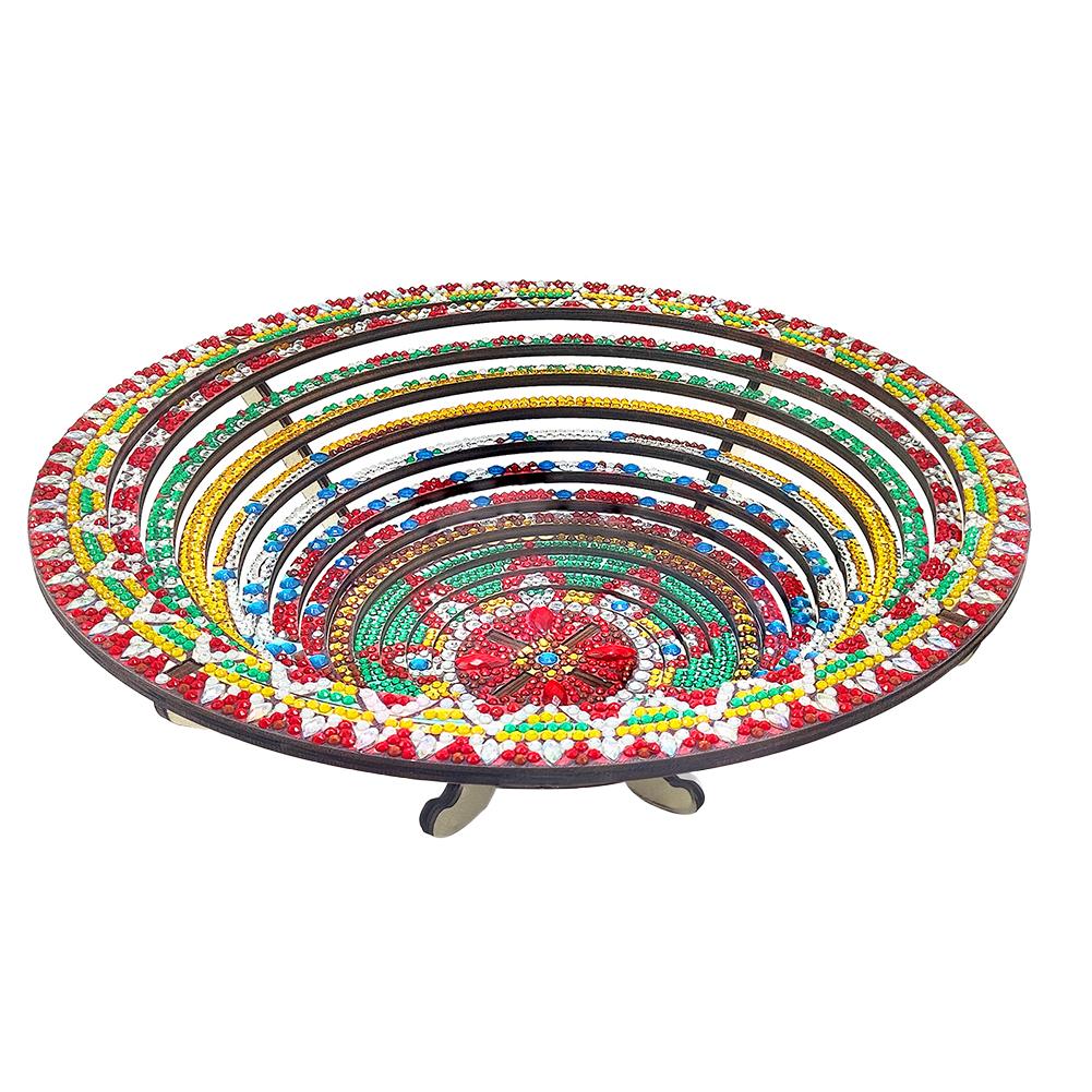 Diamond Painting Kit DIY Diamond Wooden Snack Storage Tray Desktop Storage Plate Serving Platter for Bread Snack Kitchen Home