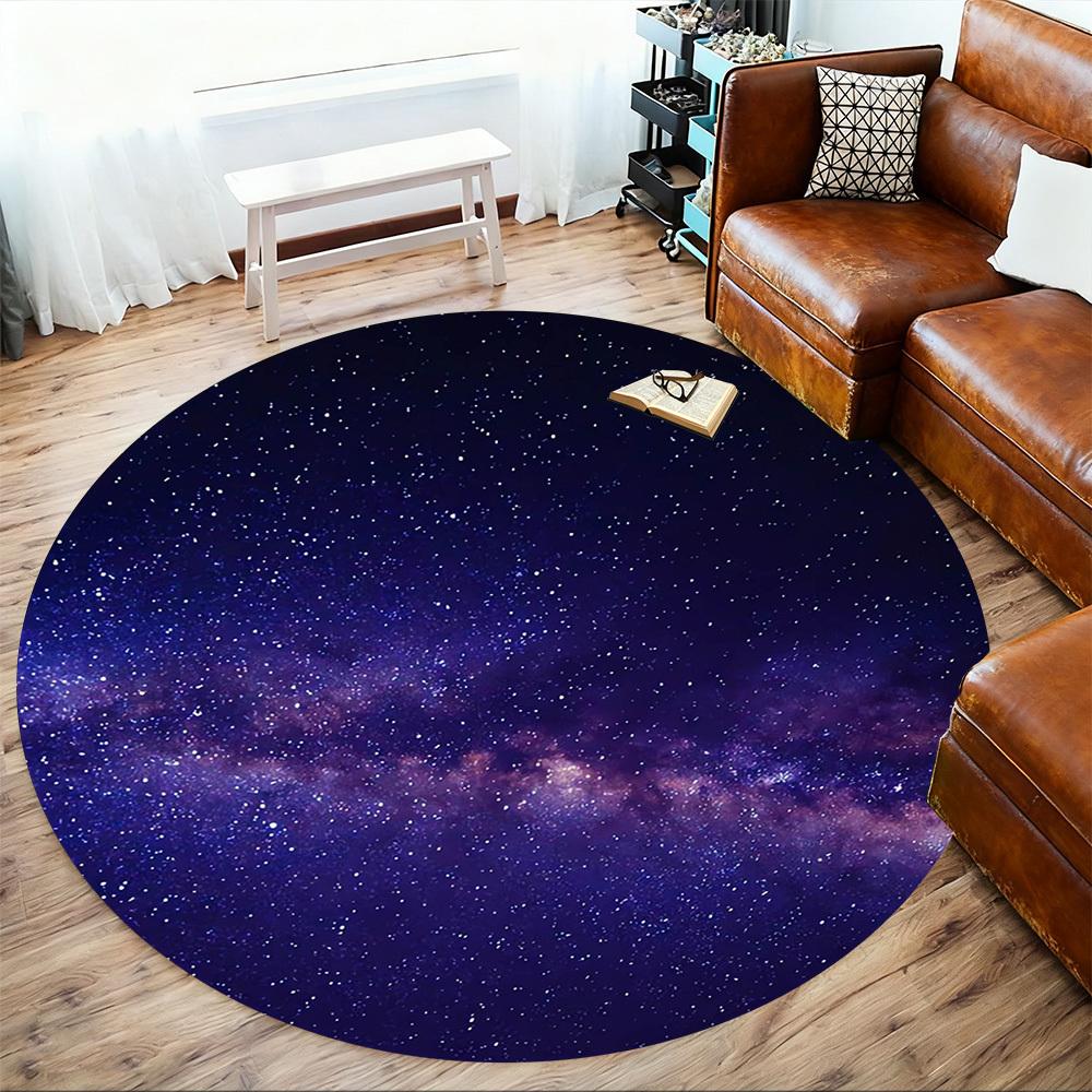 1pc Galaxy Round Chair Mat Area Rug - Non-Slip, Floor Mat for Office, Bedroom, Home Decor Christmas Gift P0811155