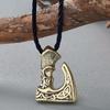 Kinitial Antique Bronze Color Slavic Perun Big Axe Pendant Necklace Jewelry Viking Slavic Necklaces Fit for Men's Jewelry
