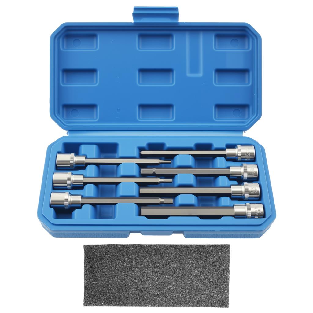 7 Pcs Hexagonal Bit Socket Set Alloy Steel 3/8 Inch Drive Compact Easy To Identify Extra Long Hex Socket Set for Home Repair