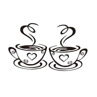 Hot Coffee Cup Heart Wall Art Decal Sticker Removable Kitchen