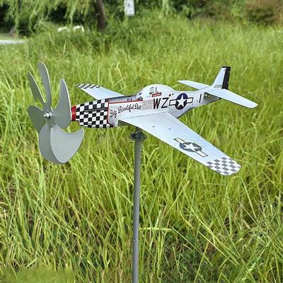 1 Stück Metallskulptur Windmühle Flugzeug Wetterfahne Außen Windrad Hof Gartendekoration Flugzeug Windspiel