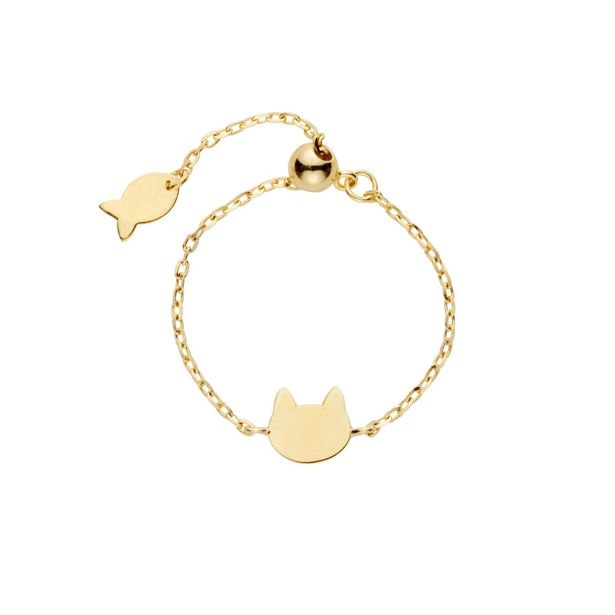 

VA Vendome Aoyama Кольцо-цепочка с котом из желтого золота 10 карат, подходит для пожертвований GJVR0305 YG [Официальный] [Изделие Me&Cats]