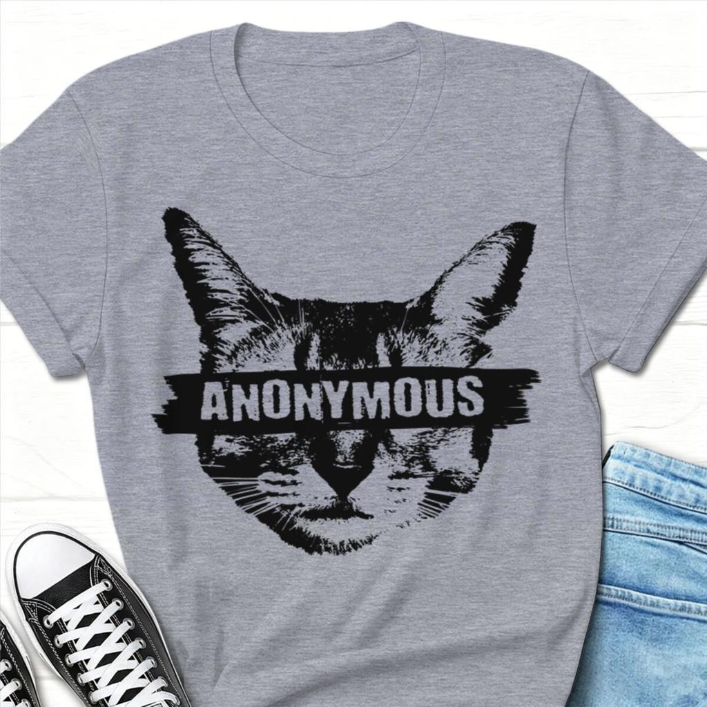 Vintage Anonymous Cat Tshirt Unisex Unisex Mysterious Cats Design Streetwear Short Sleve Grunge Cats Aesthetic Shirt For Cat Lover