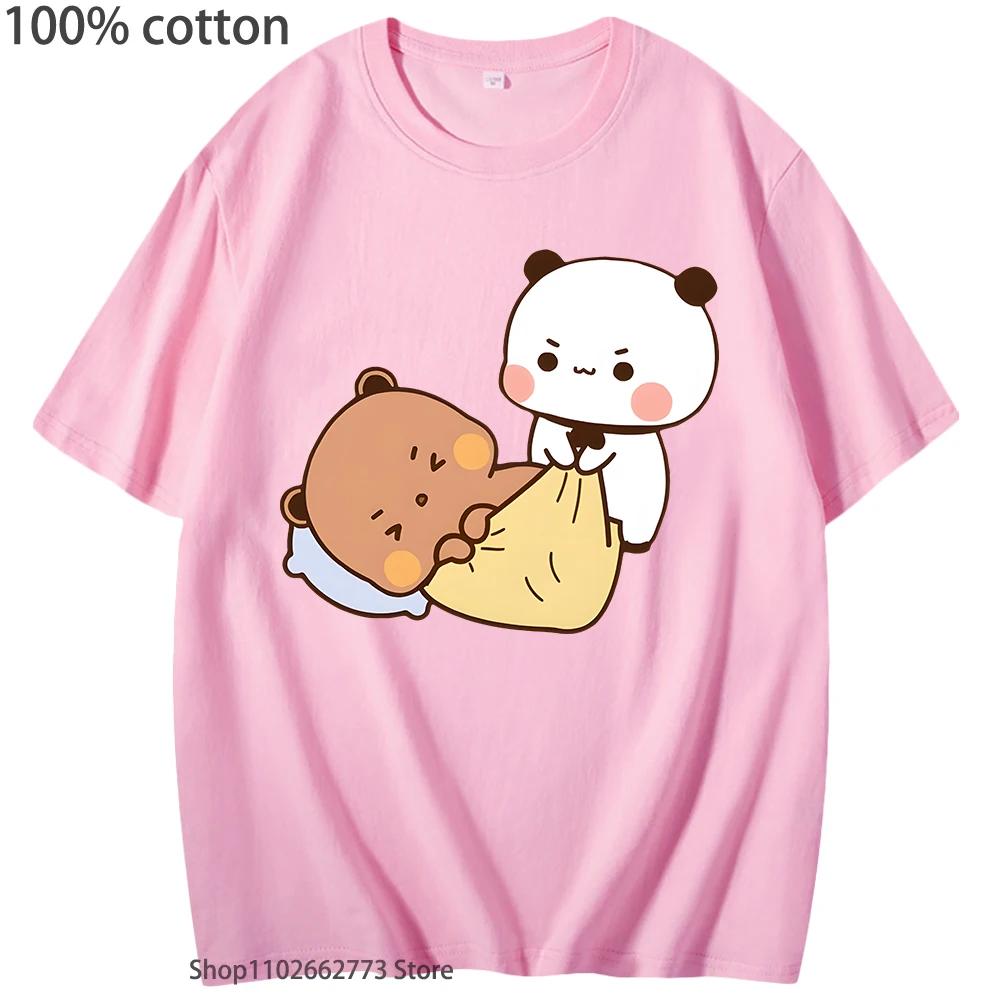 Wake Up Lazy DuDu It’s Shopping Time Tshirt Cute Bubu Panda Bear Shirts Cotton Korean Styele Top Women Clothes Men T-Shirts