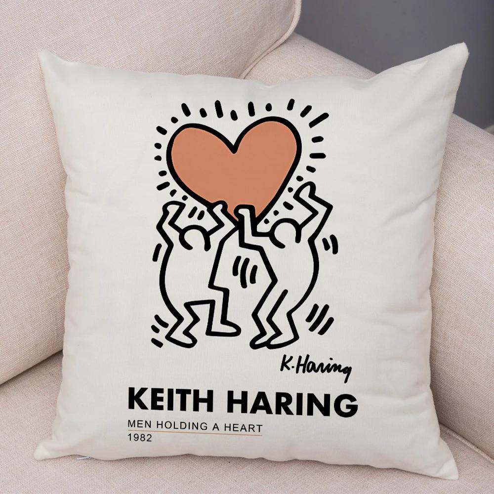 Nordic Style Plush Throw Pillow Case Abstract Keith Artwork Cushion Cover for Sofa Home Car Decor Geometric Art Print Pillowcase