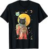 Black Cat Astronaut Color Art Print T-Shirt