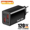 Carregador de Parede GaN USB Total 120W 4 Portas Tipo C Carregamento Rápido Adaptador de Parede 2PD 2USB Quick Charge 3.0 Carregadores de Viagem Adaptador de Carregamento
