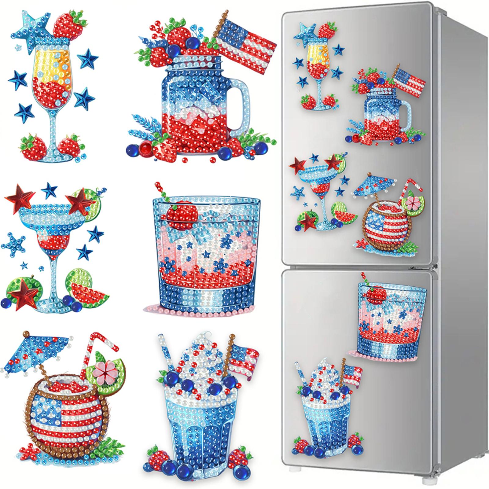 

6Pcs DIY Diamond Art Refrigerator Magnet Diamond Painting Fridge Magnets DIY Diamond Painting Magnets Kit for Home Decoration