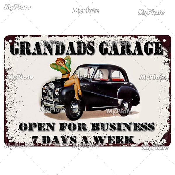 Garage Metallskylt Metallaffisch Plåtskylt Plack Metall Vintage Väggdekor för Bar Pub Motorcykelklubb Man Cave Tool Regler Affisch