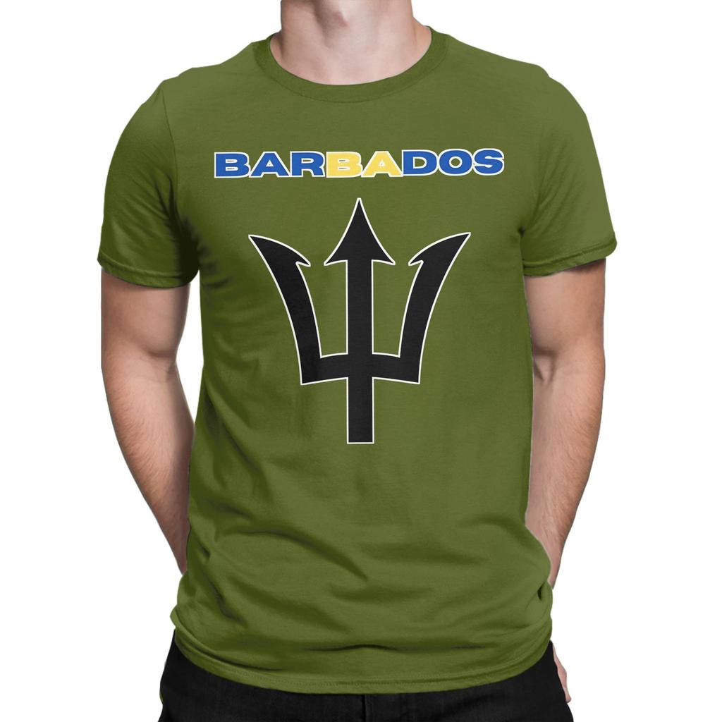 Printed Barbados Flag Barbadian T Shirt For Unisex Wounisex Cotton Tee Shirt Short Sleeve Tops