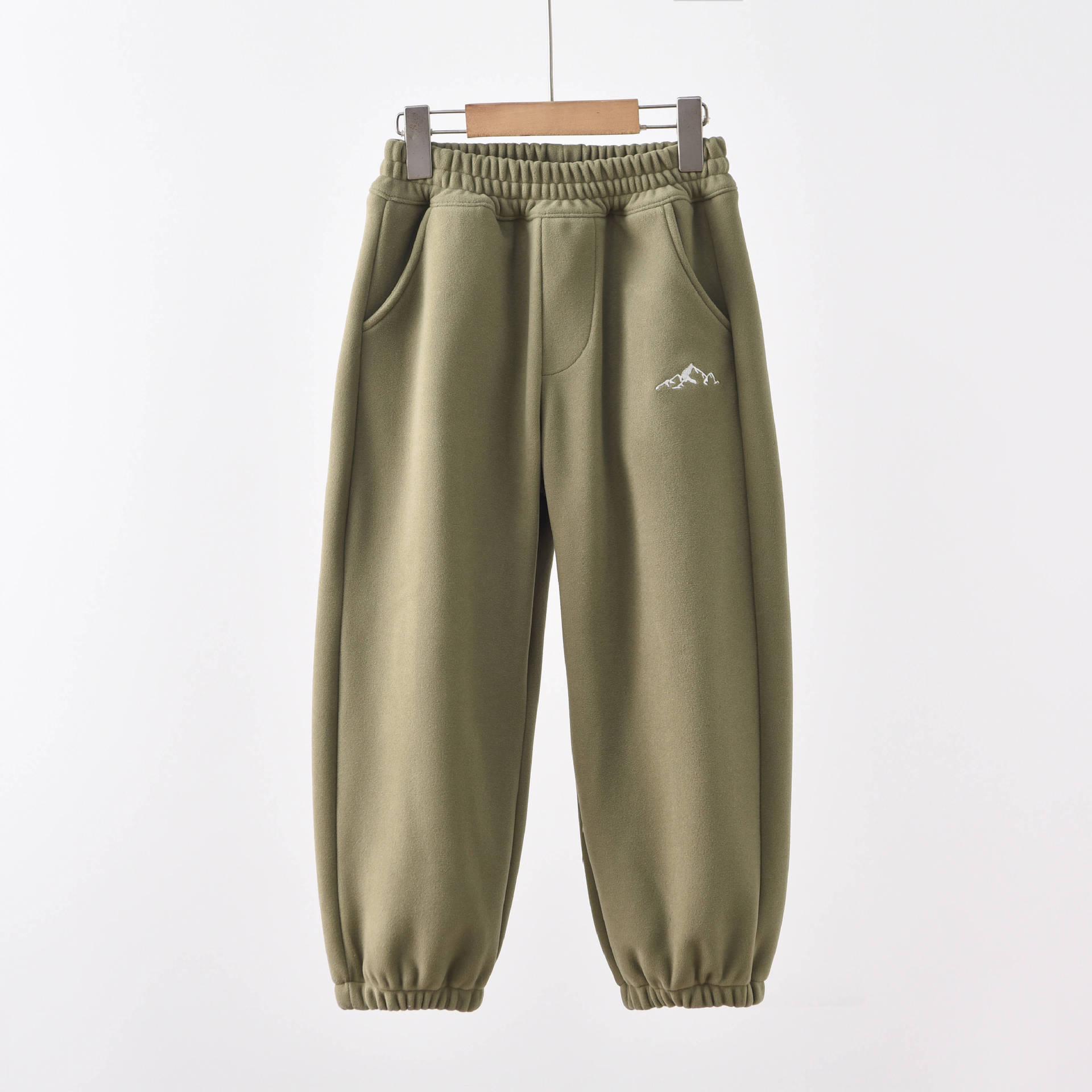 

Winter Kids Soft Elastic Mousse Pants with Velvet Lining - Cuffed Sports Pants for Boys and Girls 120 армія зелений колір