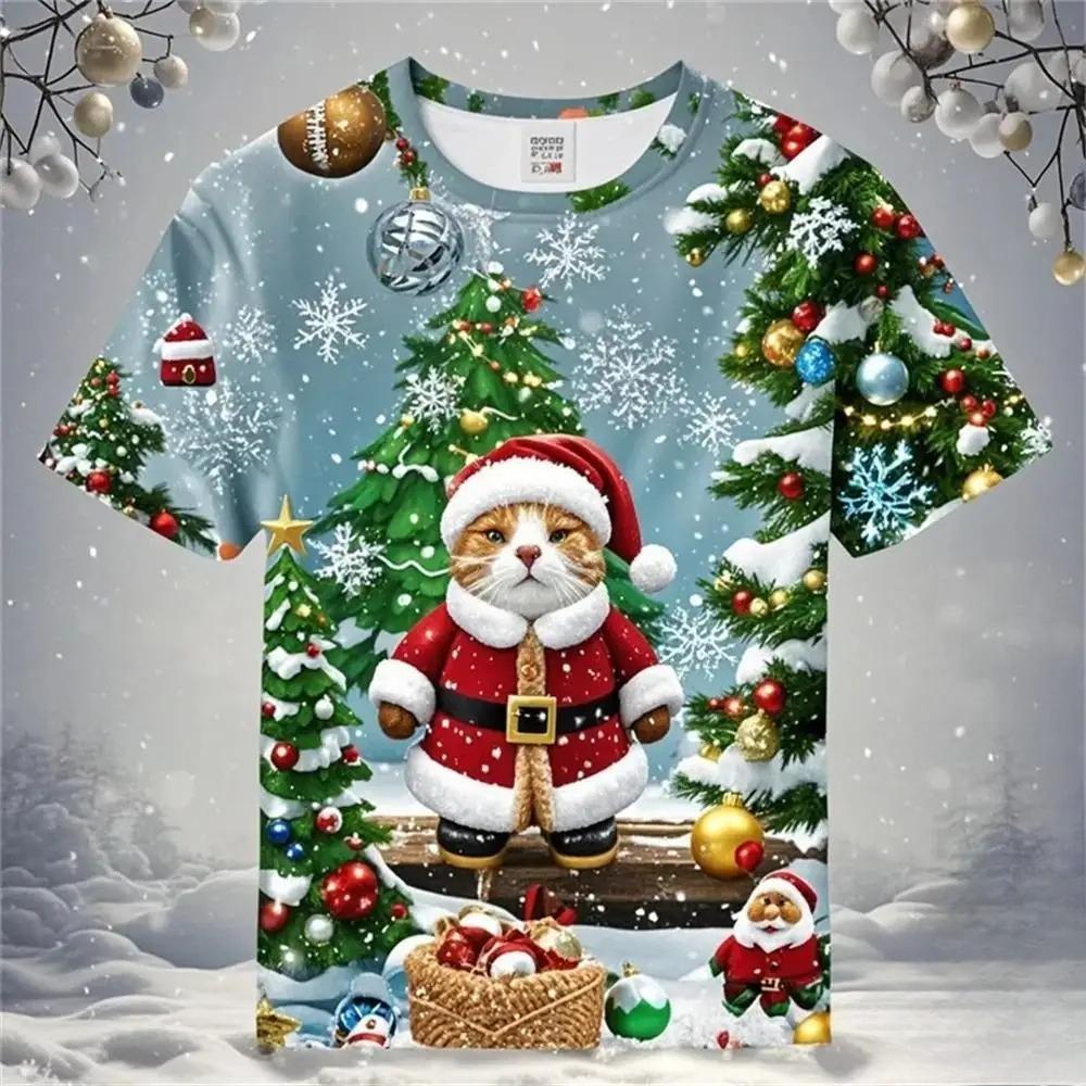 Cute Santa Claus Christmas Pattern T-shirt for 3D Printed Merry Christmas T-shirt Tops Kids T-shirt
