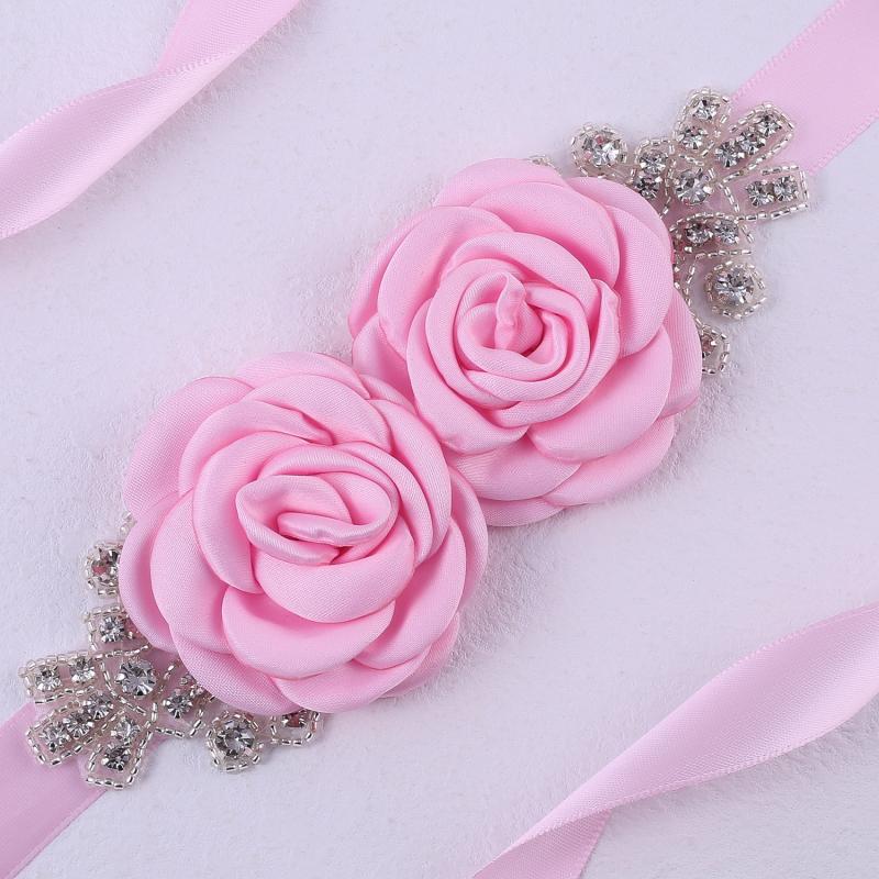 

Пояс для весільної вечірки зі стразами та квітами троянд, весільний весільний пояс 270 см