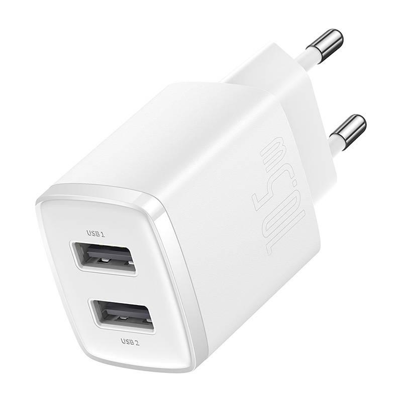 Ładowarka Sieciowa Baseus Compact Quick Charger, 2X Usb, 10.5W (Biała)