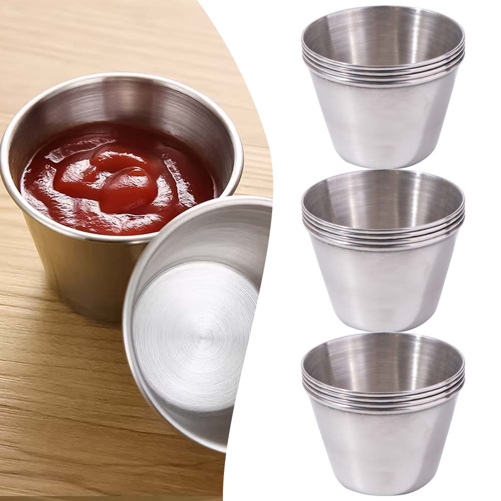 12PCS/SET 304 Stainless Steel Barbecue Dipping Cup Stainless Steel Seasoning Dish Outdoor Use