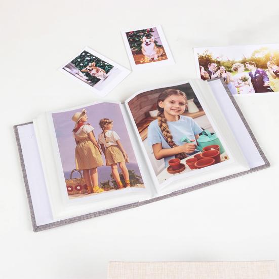 Photo Album Linen Cover Picture Album with Front Window 100 Photos 4x6 Slip-in Photo