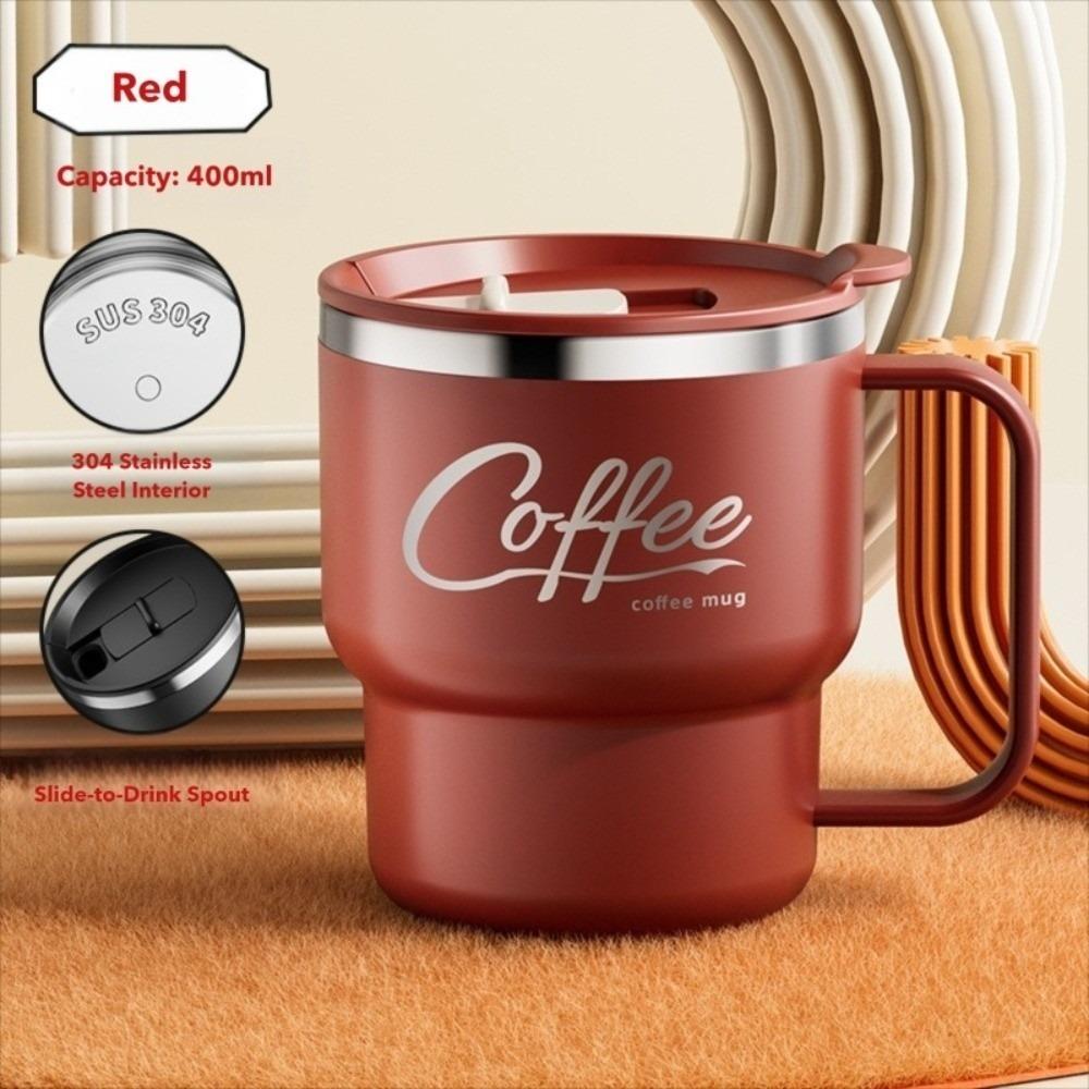 304 Stainless Steel Insulated Coffee Cup with Handle with Lid Water Cup Double Wall Insulated Anti Scalding Drinking Cup