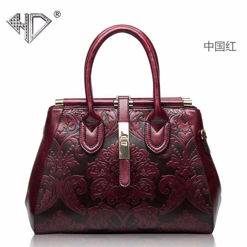 New Fashionable Top Layer Cowhide Women's Bag, Elegant Chinese Style Versatile Handbag, Shoulder Bag, Hair Replacement, Crossbody Tote