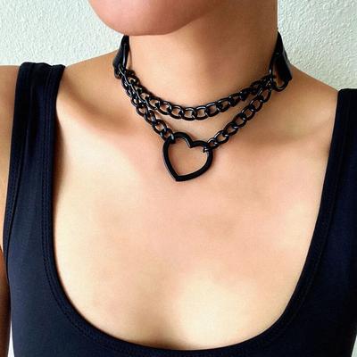 Colier de inimă vintage Choker cu lanț guler gotic pentru fete Grunge Punk drăguț Kawaii Egirl Chocker Accesorii Harajuku