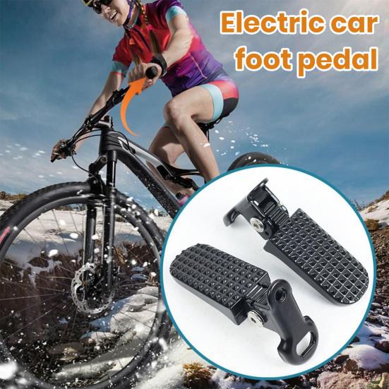 2Pcs Bike Rear Pedals Mini Folding Bike Pegs Aluminum Alloy Non-Slip Bicycle Footrests Quick Release Foot Plates Pedals for E-Bike