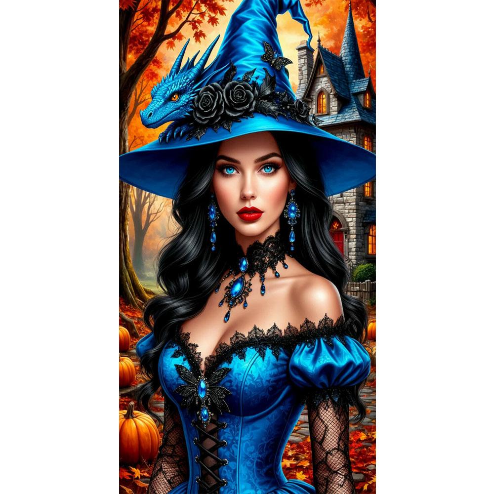 Large Size Mosaic DIY Full Diamond Painting Kits Art Beautiful Witch and Owl Embroidery Cross Stitch Rhinestones