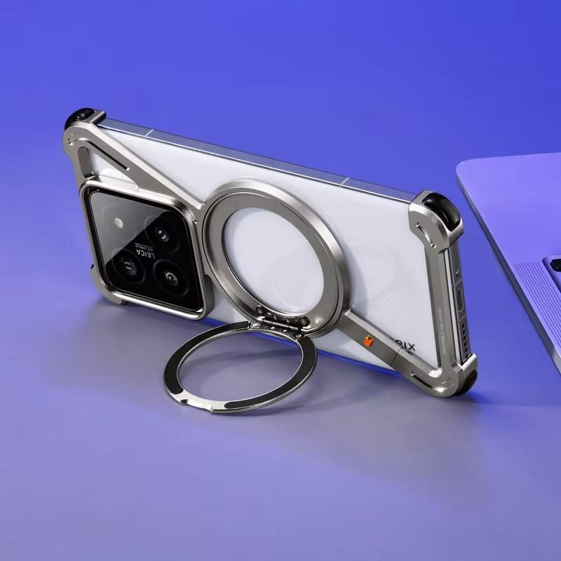 Z Alakú Fém Keret Magsafe Telefontok Xiaomi 14 15 Pro Ultra Számára Alumínium Ötvözet Keret Nélküli 360°-os Mágneses Tartó Ütésálló Borító