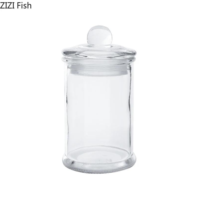 Minimalist Transparent Sealed Glass Jar Storage Jars with Lids Tea Caddy Candy Pots Desk Decoration Spice Jar Cereal Dispenser